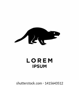 beaver black silhouette logo icon design vector illustration