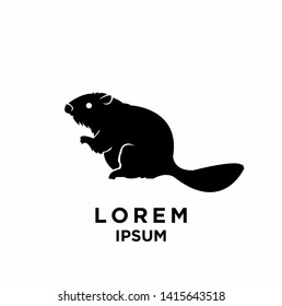 beaver black silhouette logo icon design vector illustration