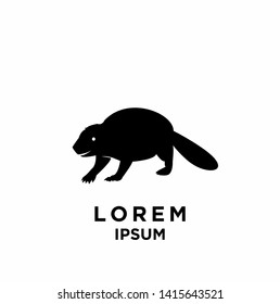 beaver black silhouette logo icon design vector illustration