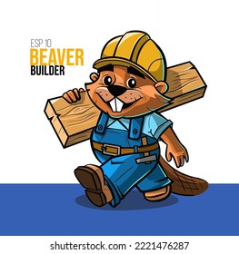 Beaver builder. Cartoon character design. Mascot design. Vector illustration