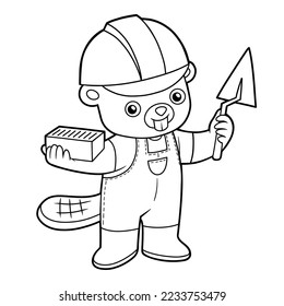 Biberbauer, Farbbuch für Kinder, Zeichentrickfigur 