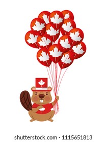 beaver of canada with balloon helium isolated icon