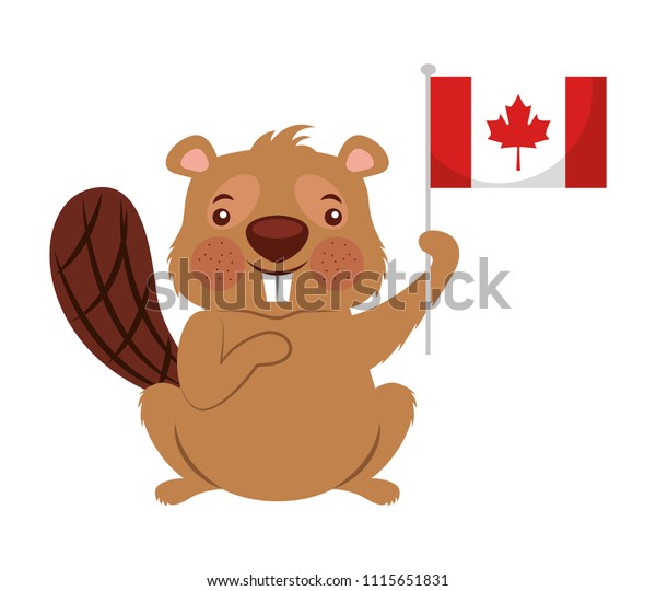 Beaver Canada Flag Isolated Icon Stock Vector (Royalty Free) 1115651831