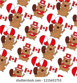 beaver of canada with flag pattern