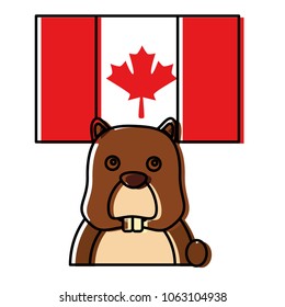 beaver with canadian flag