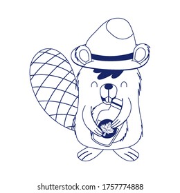 Beaver with canadian maple syrup design, Happy canada day holiday and national theme Vector illustration