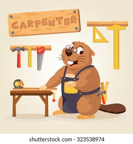 Beaver Carpenter with wood tool