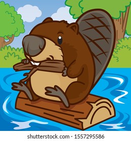 Beaver cartoon, animal cartoon, cartoon cute