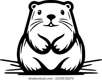 Beaver cartoon black outlines vector illustration