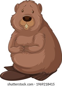 Beaver cartoon character isolated on white background illustration