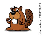 beaver cartoon design element for logo, poster, card, banner, emblem, t shirt. Vector illustration