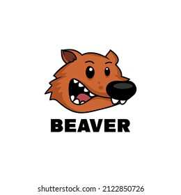 beaver cartoon design element for logo, poster, card, banner, emblem, t shirt. Vector illustration