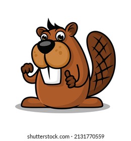 beaver cartoon design element for logo, poster, card, banner, emblem, t shirt. Vector illustration