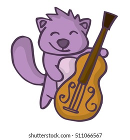 Beaver cartoon with guitar funny design