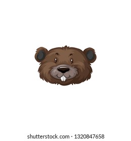 beaver cartoon head vector on a white background