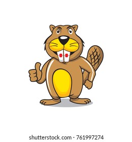 Beaver Cartoon logo with Braces on teeth