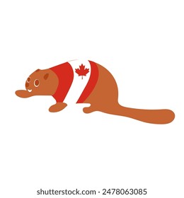 Beaver Cartoon Mascot Character Waving For Greeting. Vector Illustration Isolated On White Background