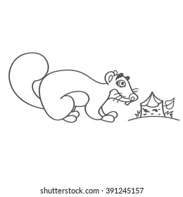 Beaver in cartoon style outline drawing.