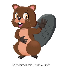 beaver in cartoon style, vector illustration.