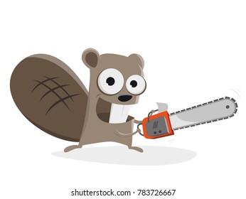 beaver with chainsaw clipart