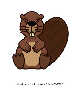 Beaver character isolated vector illustration for Beaver Day on Apr 7th. Cute mammal symbol.