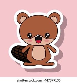 beaver character kawaii style  isolated icon design