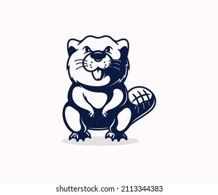 beaver character logo. elegant and clean icon basic concept.