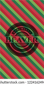 Beaver christmas colors style emblem.