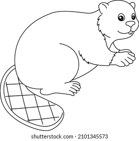 Beaver Coloring Page Isolated for Kids