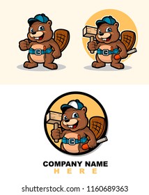 Beaver construction mascot vector