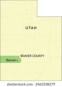 Lage von Beaver County und Stadt Beaver auf der Karte von Utah