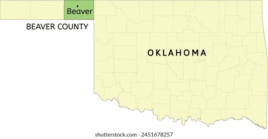 Lage von Beaver County und Town of Beaver auf der Landkarte von Oklahoma