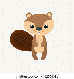 beaver cute wildlife icon vector isolated graphic