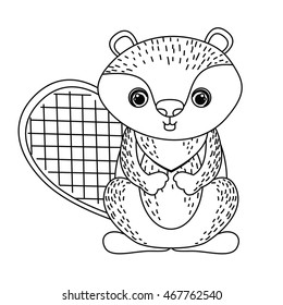 beaver cute wildlife icon vector isolated graphic