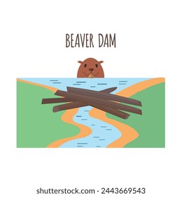 Beaver dam icon clipart avatar logotype isolated vector illustration