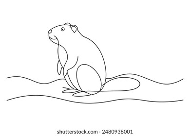 Beaver Dams Continuous line art vector illustration on white background