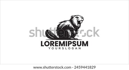 Beaver detailed silhouette style Vector illustration