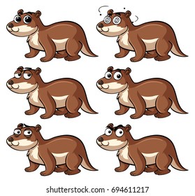 Beaver with different emotions illustration