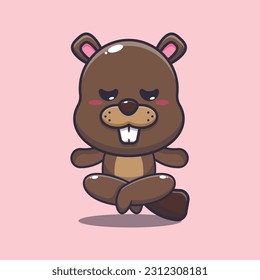 beaver doing meditation yoga cartoon vector illustration.
Vector cartoon Illustration suitable for poster, brochure, web, mascot, sticker, logo and icon.