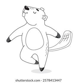 beaver doing yoga, yoga, yogi, doing sports exercises, cute beaver, beaver coloring, funny, fun, boy, dancing, beaver dancing, dance training, dream to dance, dancer