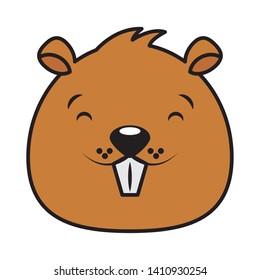 beaver face animal cartoon character vector illustration