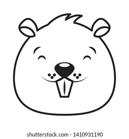 beaver face animal cartoon character vector illustration