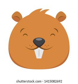 beaver face animal cartoon character vector illustration