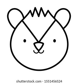 beaver face foliage leaves hello autumn design icon vector illustration thick line