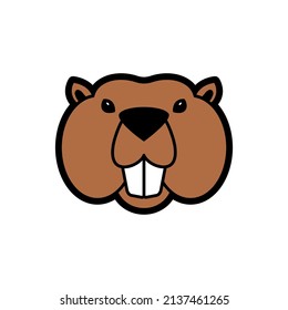 Beaver Face Icon Isolated. Beaver Head Vector Illustration