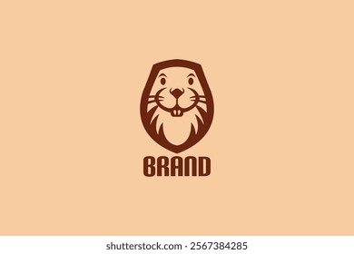 A beaver face logo with a cheerful expression, perfect for branding purposes