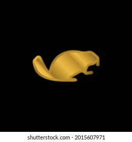 Biber gegenüber rechts goldplattiertes metalisches Symbol oder Logo, Vektorgrafik
