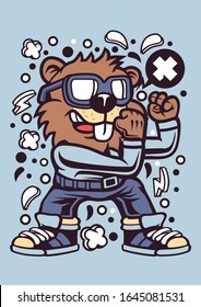 Beaver Fighter Funny Vector Design