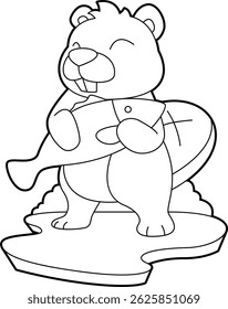 Beaver Fisher Pesca Animal Vetor Ilustração de arte gráfica
