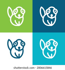 Beaver Flat four color minimal icon set